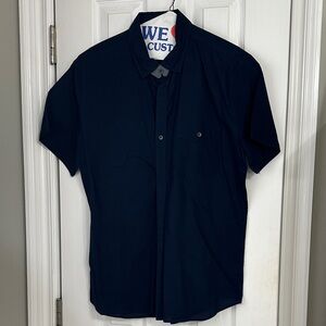 Express Men's Navy Blue button down Short Sleeve Shirt